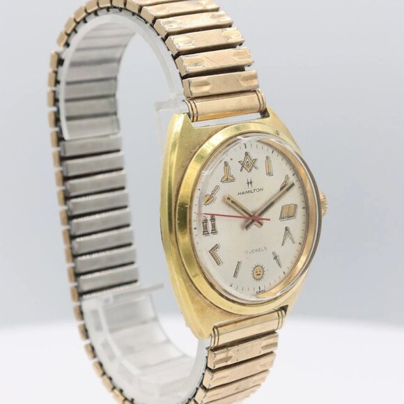Vintage 38mm Hamilton Masonic Men\'s Mechanical Wristwatch 688 Gold Plated main image 6